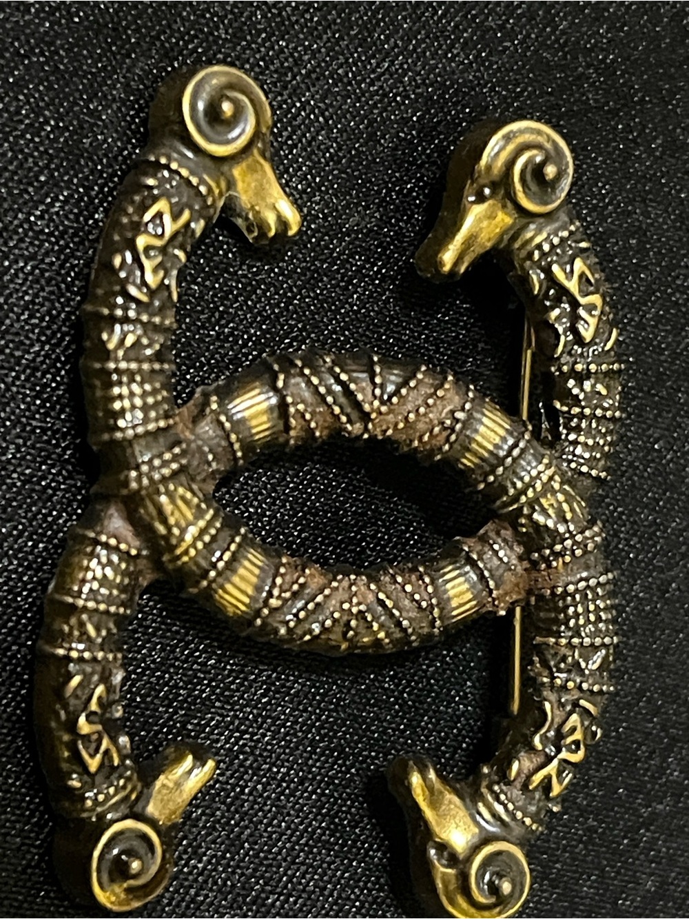 CHANEL Bronze and Gold Viking-Style goat  Accessory Pin